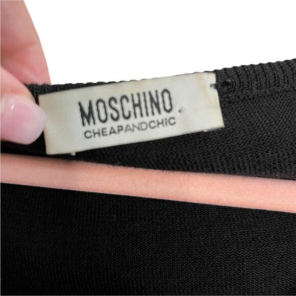 Moschino Black Virgin Wool Front Knot Mini Sweater Dress - Picture 2 of 9